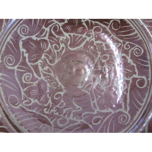 331 - A Hispano-Moresque ware circular lustre - Diameter 36cm - some chips to rim, some cracks to rim