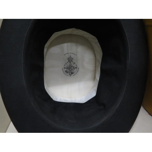 347 - A brushed silk top hat approx size 7 - in good condition - a smaller folding opera hat, a grey top h... 