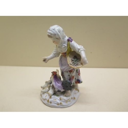 355 - A Meissen group boy Cupid and a young girl - Height 12cm - some foliate chipping to garland otherwis... 