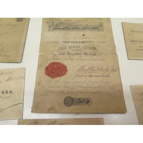 366 - An interesting collection of 10 19th century invitations and passes, some Royal