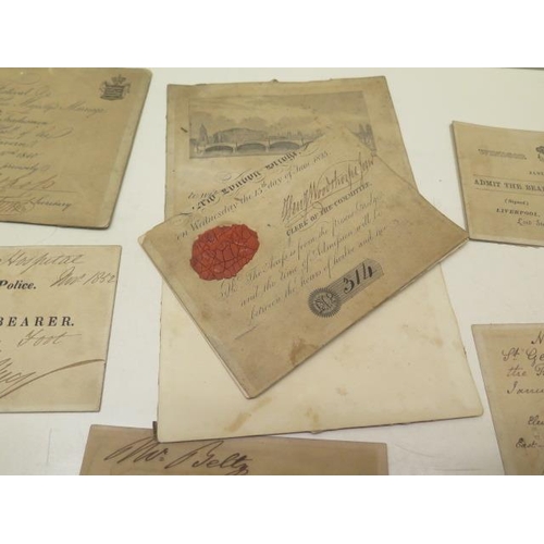 366 - An interesting collection of 10 19th century invitations and passes, some Royal