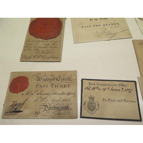 366 - An interesting collection of 10 19th century invitations and passes, some Royal