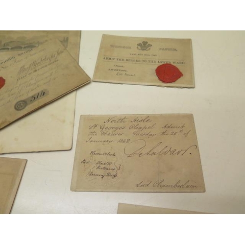 366 - An interesting collection of 10 19th century invitations and passes, some Royal