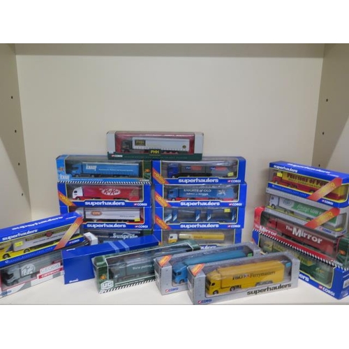 405 - A collection of 19 boxed Corgi super haulers and Corgi lorries