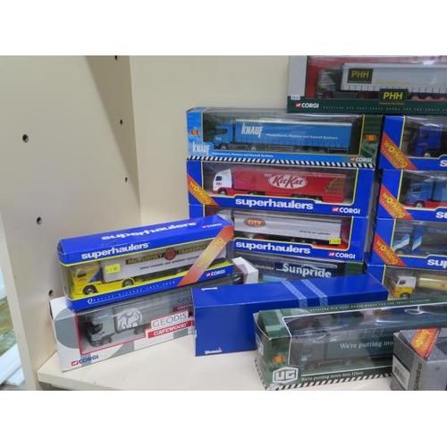 405 - A collection of 19 boxed Corgi super haulers and Corgi lorries