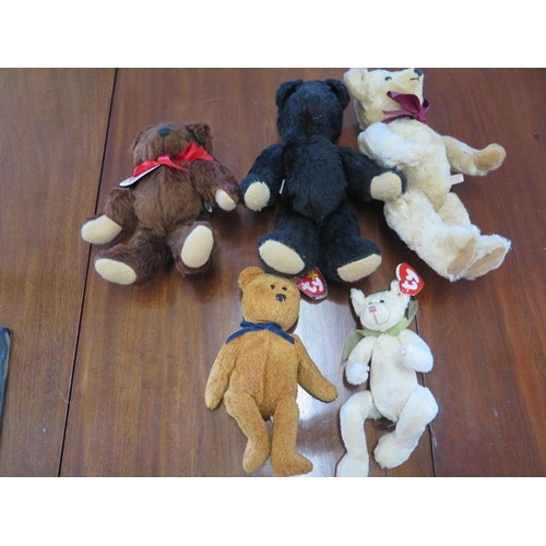 420 - Two Beanie Toy Bears and three other teddy bears