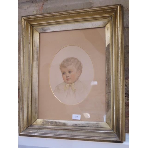 474 - A watercolour portrait in a gilt frame - 56cm x 47cm