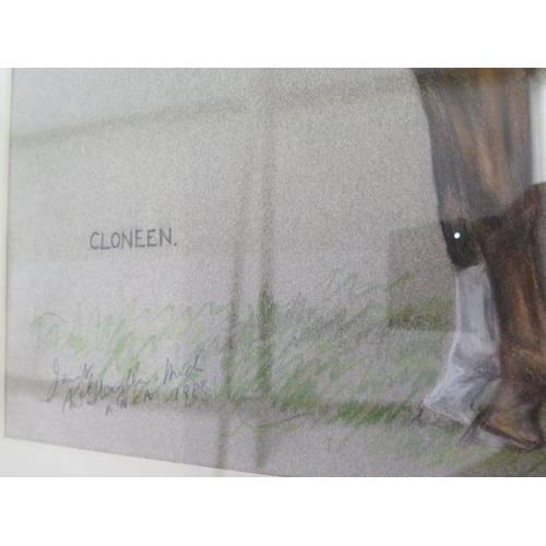 477 - Janet McGloughlin Minch - Lived in Ireland - Horse Drawing of Cloneen 1988 A.N.C.A - Glazed, mounted... 