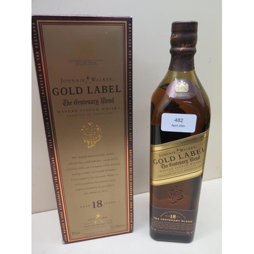 482 - A bottle of Johnnie Walker Gold Label The Centenary Blend Whisky 18 year