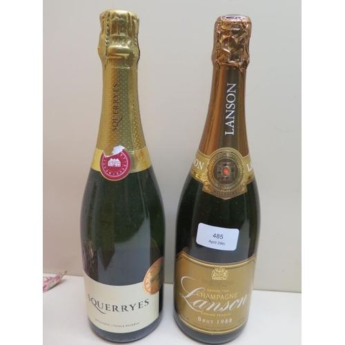 485 - A bottle of Squerryes Vintage Champagne and a bottle of Lanson Champagne Brut 1988