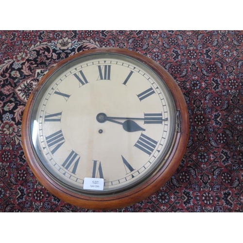 538 - A 19th century mahogany wall clock with a painted 30cm dial and fusee movement - with pendulum and k... 