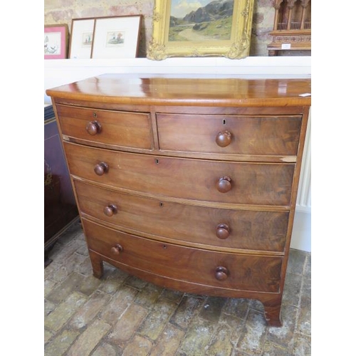 541 - A 19th century mahogany bow fronted chest with two short over three long drawers - good condition fo... 