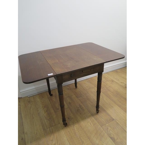 550 - A Georgian mahogany Pembroke table - missing a handle - Height 70cm x 100cm x 69cm extended