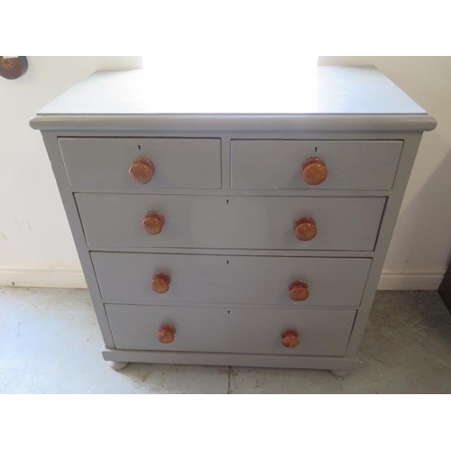 563 - A 19th century painted pine chest in a Farrow and Ball Moles Breath colour - Width 90cm x Height 96c... 