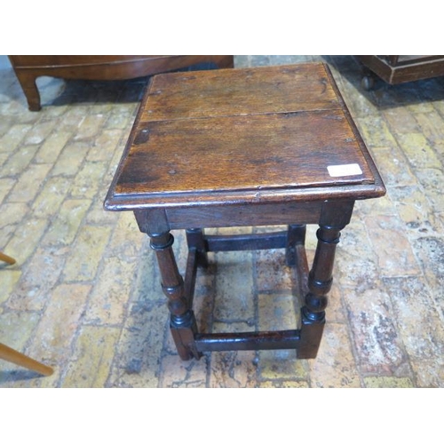 590 - An 18th century oak joint stool with a nice patina - Height 53cm x Width 39cm