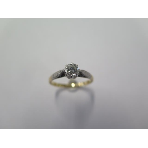 An 18ct gold diamond solitaire ring size M - approx weight 2 grams - approx diamond weight 0.30ct - in good condition, diamond bright and lively