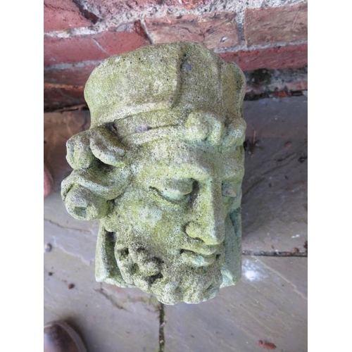 661 - A large cast stone corbel of a King marked 1957 E Ros - Width 18cm x Depth 38cm