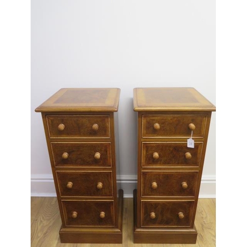 666 - A pair of burr walnut four drawer bedside chests made by a local craftsman to a high standard - Heig... 