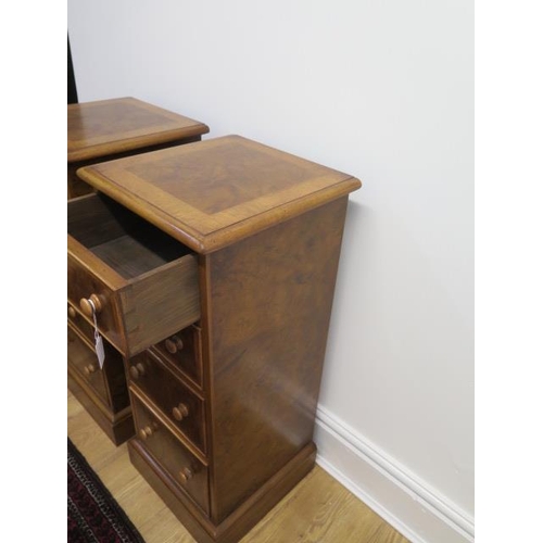 666 - A pair of burr walnut four drawer bedside chests made by a local craftsman to a high standard - Heig... 