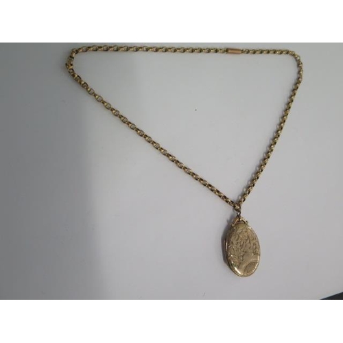 81 - A gold plated locket on a 9ct chain - 40cm chain - weight approx 6 grams