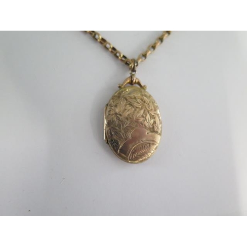 81 - A gold plated locket on a 9ct chain - 40cm chain - weight approx 6 grams