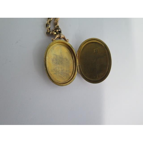 81 - A gold plated locket on a 9ct chain - 40cm chain - weight approx 6 grams