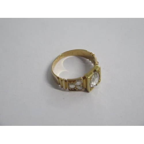 95 - A gold mine cut diamond ring - tests to approx 22ct - central diamond approx 7mm x 6mm x 2mm - appro... 