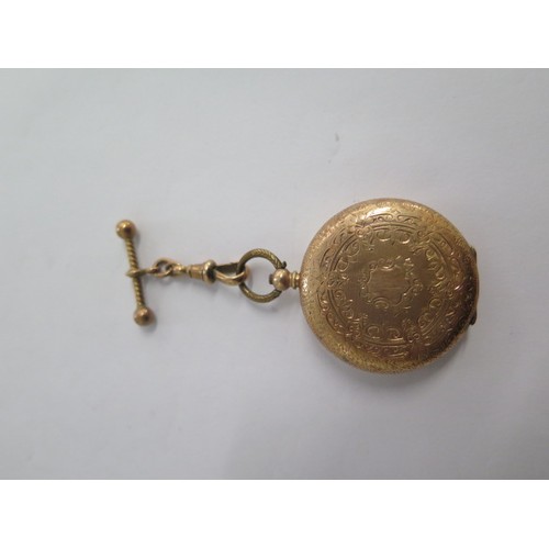 234A - A 14ct yellow gold open face key wind pocket watch - approx weight 35 grams - with 35mm case - base ... 