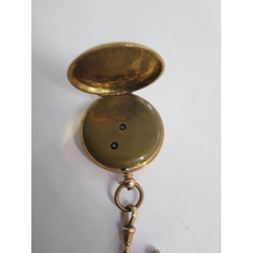 234A - A 14ct yellow gold open face key wind pocket watch - approx weight 35 grams - with 35mm case - base ... 