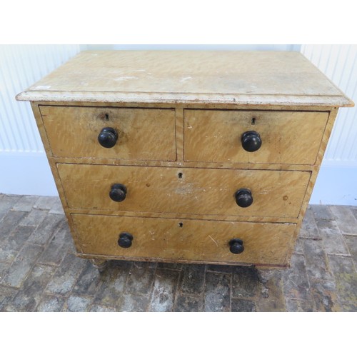 543 - A 19th century scumble pine two over two chest of drawers for restoration - Width 87cm x Height 84cm