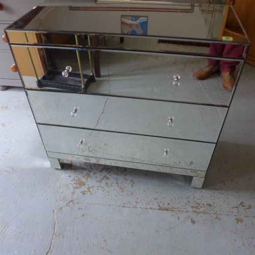 702 - A modern mirrored three drawer chest - Height 81cm x 85cm x 40cm