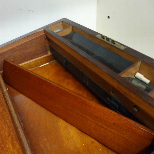 632 - A Victorian brass bound walnut writing slope with a fitted interior and two secret drawers - 17cm x ... 