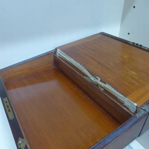 632 - A Victorian brass bound walnut writing slope with a fitted interior and two secret drawers - 17cm x ... 