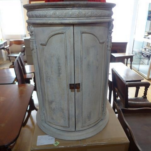 699 - A Coach House painted cylindrical cupboard - Height 72cm