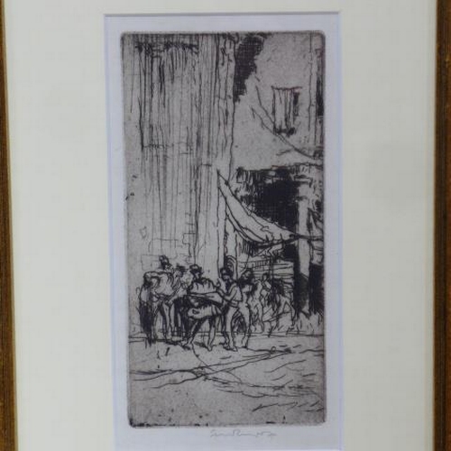 533 - Sir Frank Brangwyn RA RWS (1867-1956) signed etching frame size 30cm x 20cm - good condition