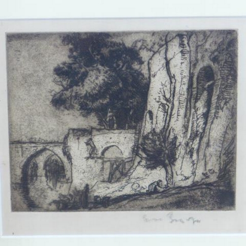 534 - Sir Frank Brangwyn RA RWS (1867-1956) signed etching - frame size 28m x 29cm - minor scuff to frame