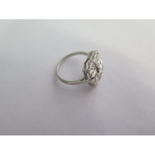 129 - An Art Deco style platinum and diamond ring - Total weight of diamonds approx 2ct - ring size approx... 