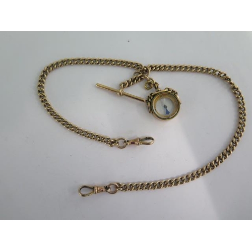 2 - A 9ct yellow gold double Albert watch chain with a 9ct compass fob - Length 39cm - approx weight 32.... 