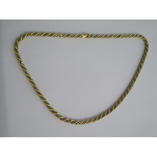 22 - A hallmarked 18ct bi metal rope twist necklace - Length 52cm - approx weight 35.2 grams - good condi... 