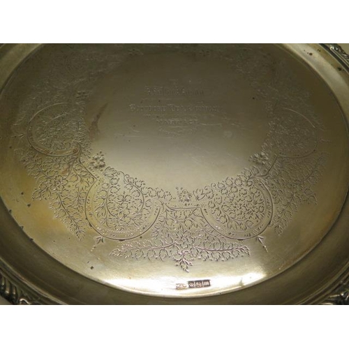 220 - A presentation silver tray - Mappin and Webb, Sheffield 1904/05 - Width 37cm - approx weight 38.7 tr... 