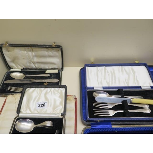 228 - A collection of assorted silver flatware including six silver handle knives, two sets of six silver ... 