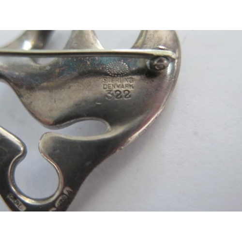 24 - A Georg Jensen sterling silver Ameoba brooch no 322 - Width 4.5cm - some general marks but reasonabl... 