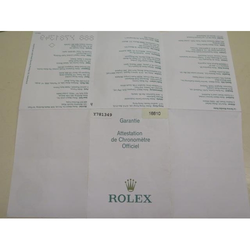 251 - A Rolex stainless steel Oyster Perpetual date Submariner bracelet wristwatch model 16610 serial Y781... 