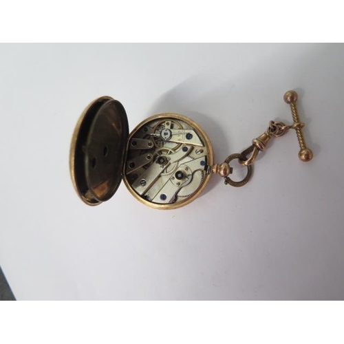 264 - A 14ct yellow gold open face key wind pocket watch - approx weight 35 grams - with 35mm case - base ... 