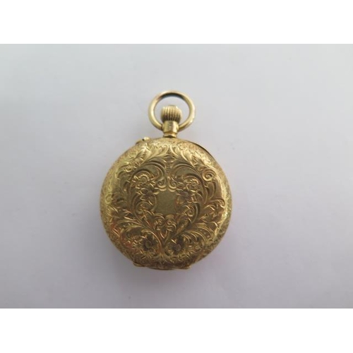 271 - An 18ct yellow gold pocket watch, top wind, base metal back - 33mm case - running - total weight app... 