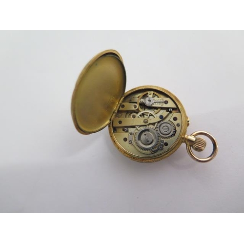 271 - An 18ct yellow gold pocket watch, top wind, base metal back - 33mm case - running - total weight app... 