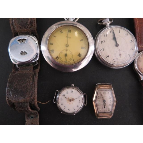 275 - Six assorted wristwatches and two pocket watches and an unusual hidden dial watch - not running