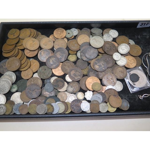 317 - A silver Thaler and assorted other coinage including approx 40 troy oz of pre 1947 half silver coins