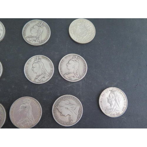 323 - A collection of eleven Victorian crowns, a 1902 crown and a 1937 crown - total weight approx 10.9 tr... 