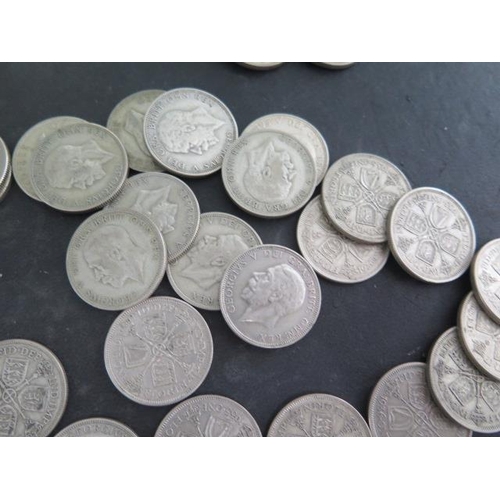 324 - A collection of half silver Florins, coins and shillings 1930 to 1944 - approx weight 33 troy oz